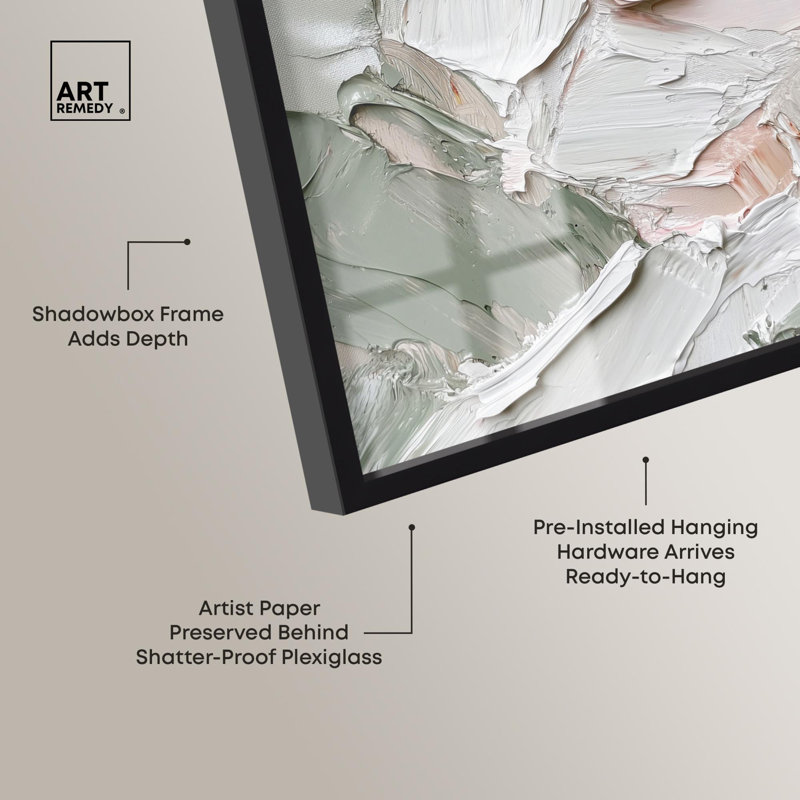 «Creamy Contours I Shadowbox Print», art mural blanc par Art Remedy, H 16 po x l 11 po, Noir