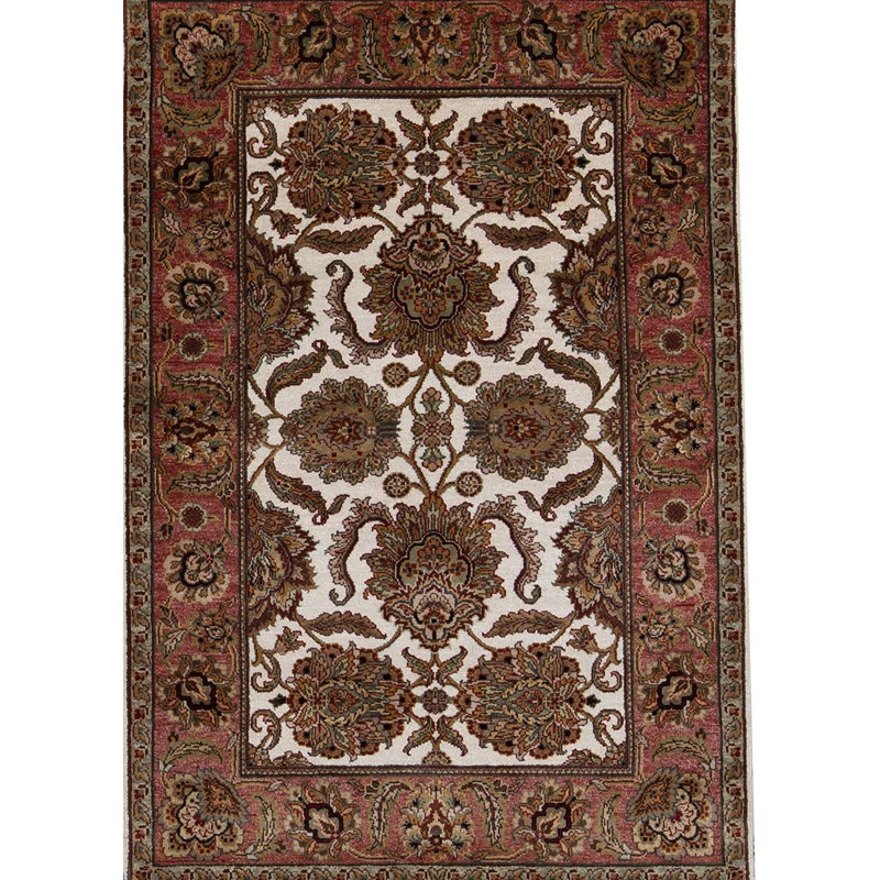 Tapis ivoire et rouille noué à la main de haute qualité