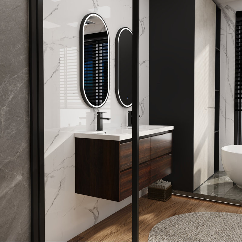 48" Bathroom Vanity with Dual Resin Sinks