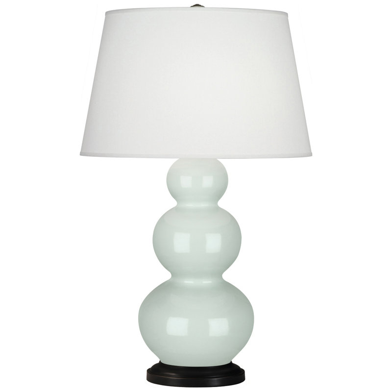 Table Lamp, 32.75" H x 10" W x 10" D, Celadon Glazed Ceramic/Deep Patina Bronze