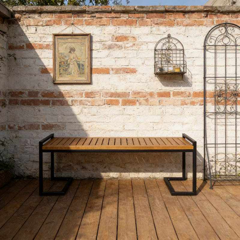 BANC EN BOIS ET MÉTAL, Teck