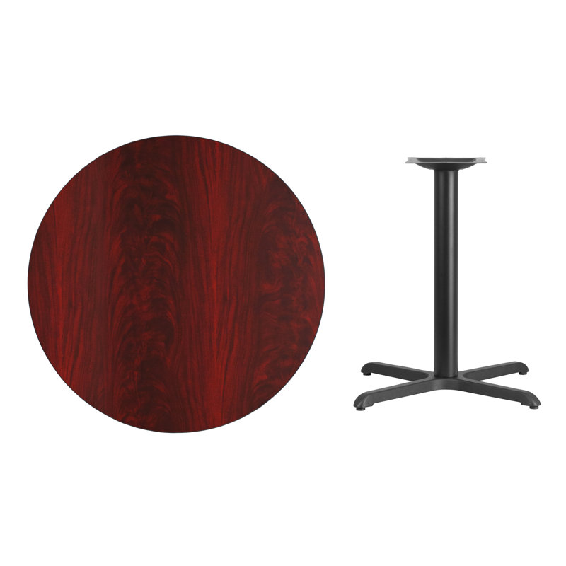 Graniss 42" Round Mahogany Laminate Dining Table with X-Base