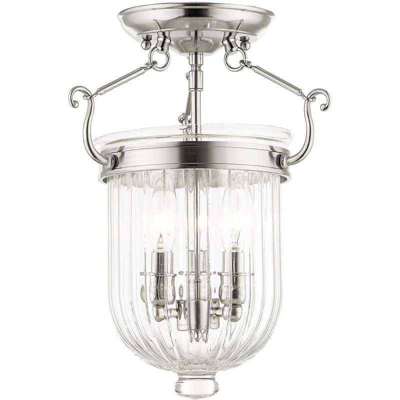 Glass Semi Flush Mount, Polished Nickel