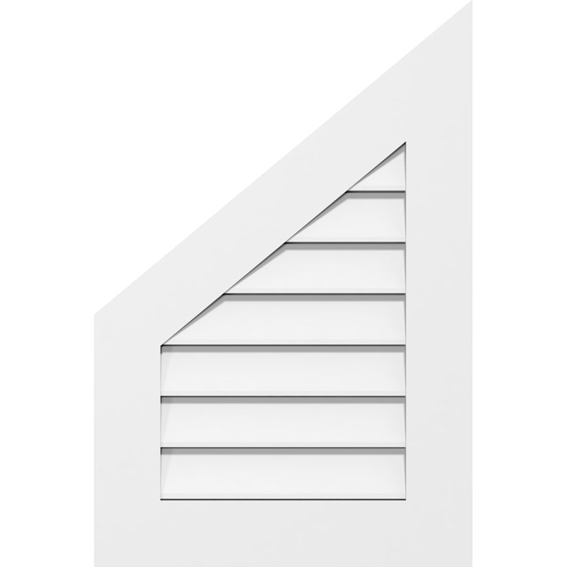 Demi-sommet en haut à gauche avec cadre standard et fonctionnel en PVC avec évent 4/12, H 18 po x l 18 po x P 1 po