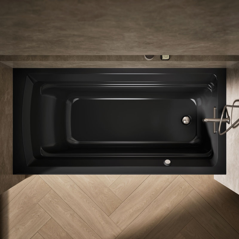 Chauffe-baignoire en acrylique en alcôve Archer® 72 po x 36 po inclus, Noir, Droite