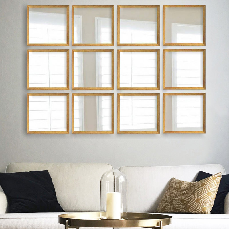 Elegant Mirror Set, 9.4 x 9.4 inches Each | 100% Glass with Laminated Plastic Frame, 0.16 inches Thick | Stylish Gold & Silver Finish | Perfect for Home Decor, Living Room, Bedroom, and Entryway | Enhance Your Space with Modern Elegance