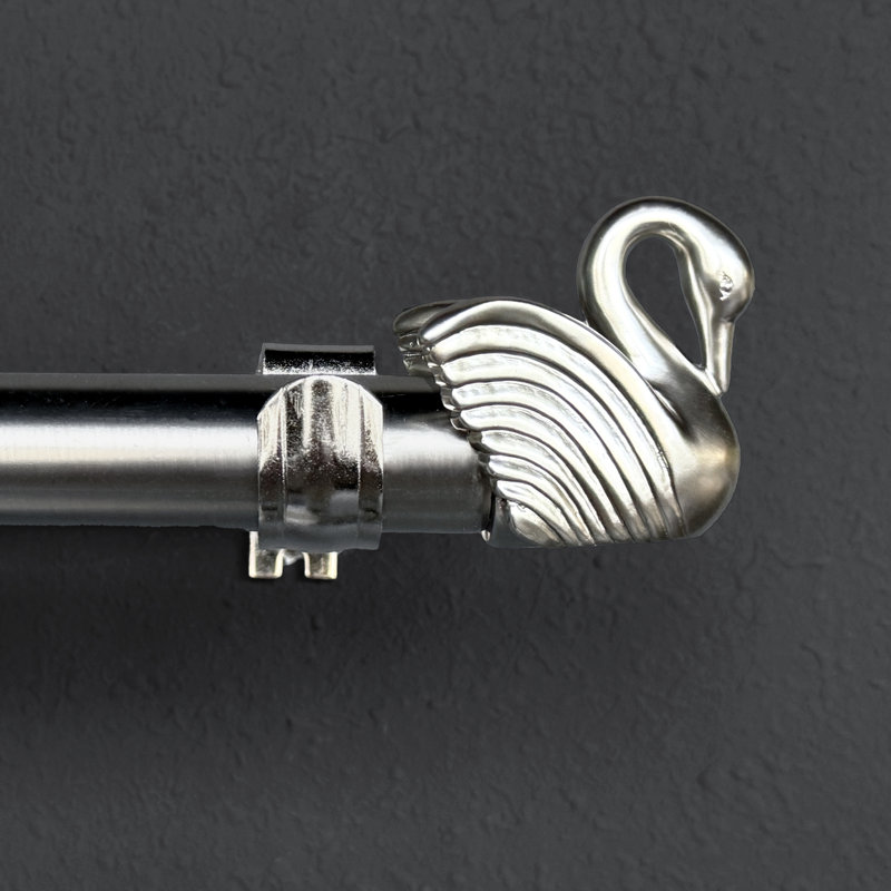 Tringle à rideaux double Elegant Swan avec fleuron décoratif, longueur réglable (disponible en or et argent), 72" - 144"