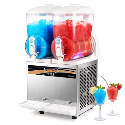 8 Gal Commercial Slushie Machine 15Lx2 Double Tank Frozen Drink Maker with LED Lights