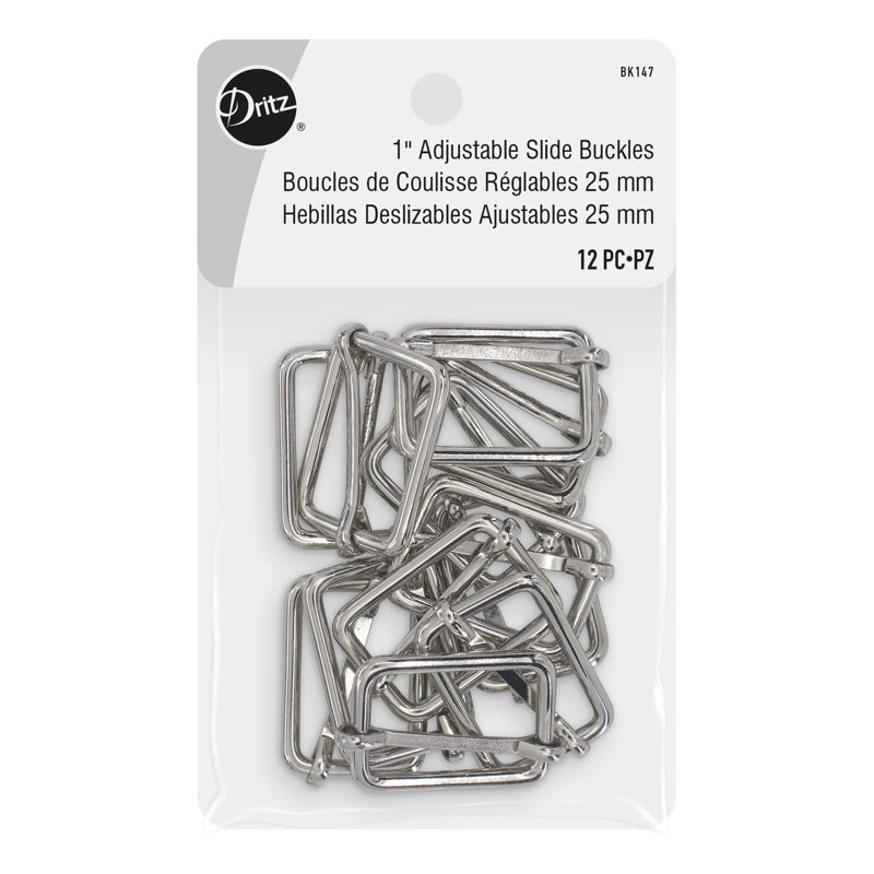 Dritz 1" Adjustable Slide Buckles, 12 pc, Silver