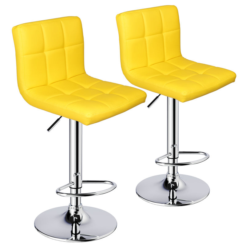 Adjustable 360 Degree Swivel Bar Stool, Yellow, 2