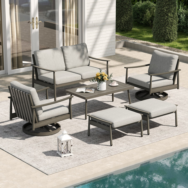 Mariene 4 - Person Patio Conversation Set with Cushions, Gray, Gray