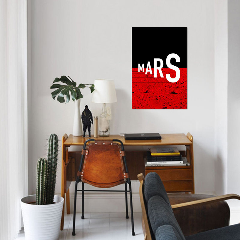 « to mars », reproduction d’impression sur toile, H 12 po x l 8 po x P 0,75 po, Pas de tapis, Toile tendue