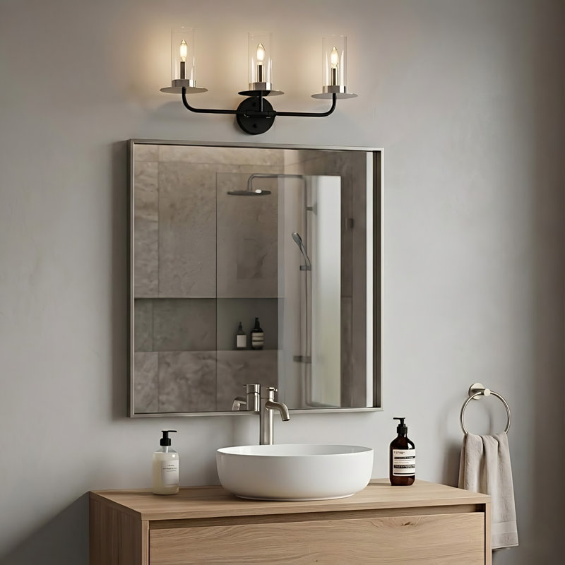 Éclairage pour salle de bain 3 lumières Florijan, Nickel brossé
