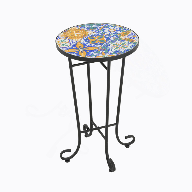 Table d'appoint de patio, colorée et noire