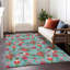 Tapis sarcelle Xhevrie bleu sarcelle lavable à la machine intérieur / extérieur-222033817
