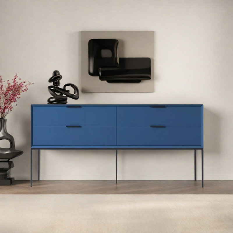 Modern Minimalist Practical Console Table, Blue, 31.5" H x 70.87" W x 15.75" D