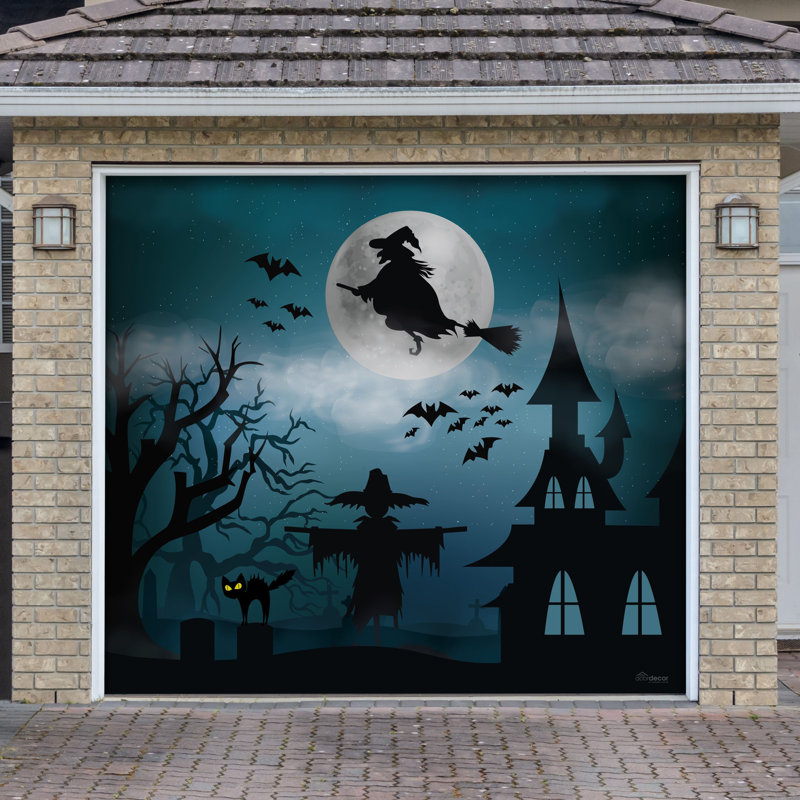 Bannière de porte de garage Spooky 7 'x 8' - Halloween