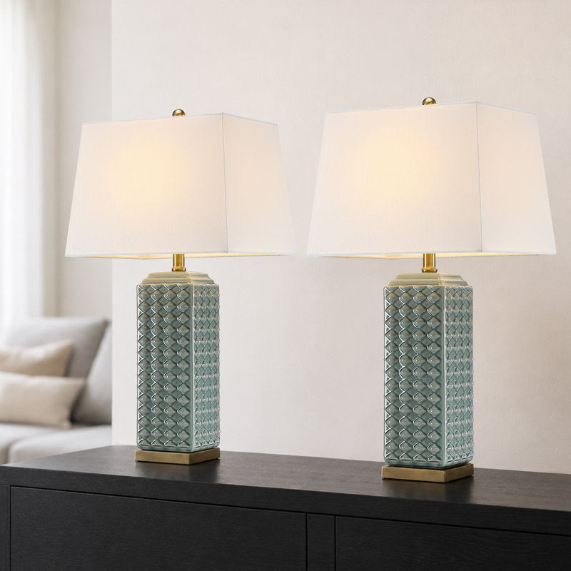 26 lampes de table en céramique gaufrées à 3 voies de 26 po