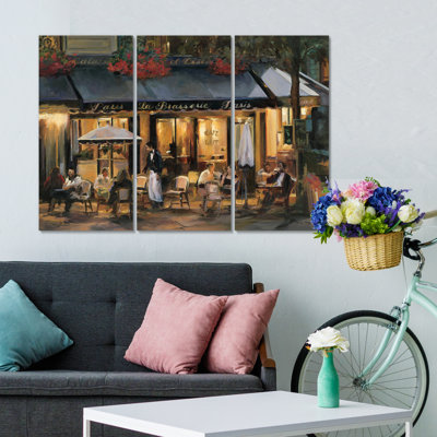La Brasserie des Champs-Élysées Paris, reproduction d'art sur toile tendue 3 pièces