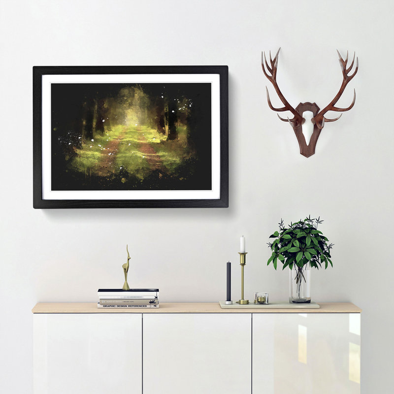 Direction Of The Forest Paint Splash - Picture Frame Graphic Art, Black Framed, 62cm H x 87cm W x 2cm D