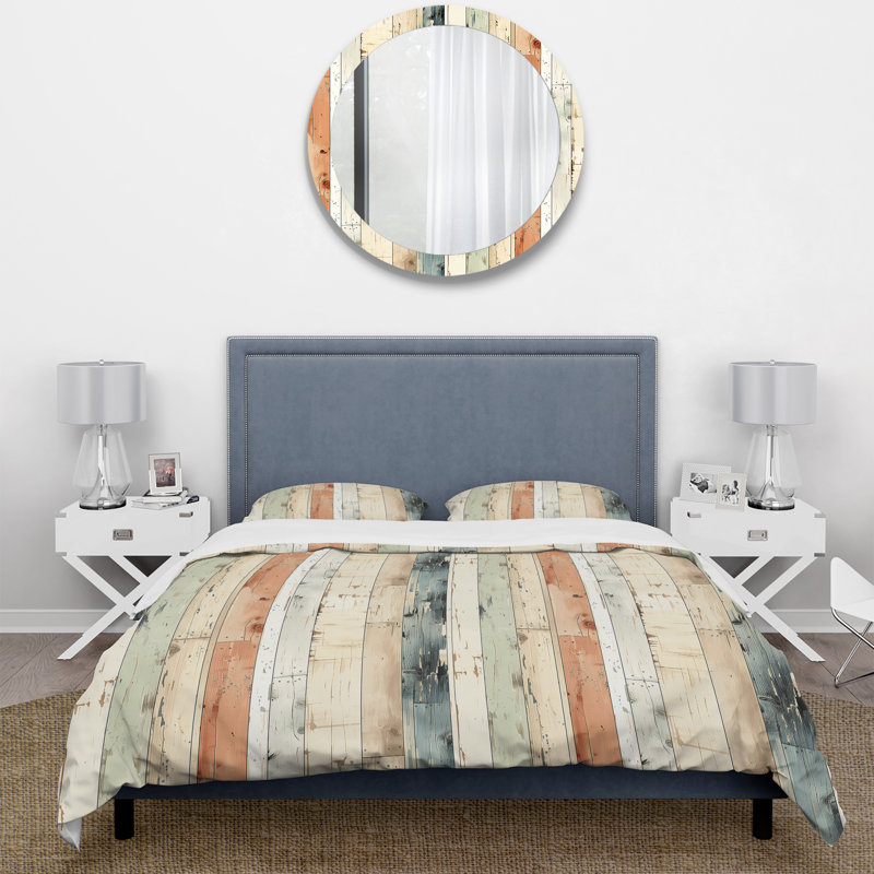 Rustic Planks Harmony Patchwork Duvet Cover, King Duvet Cover + 2 King Shams