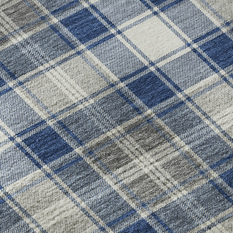 Premium Machine Washable Dockside AMF1817 Christmas Plaid Rug, Round 8'