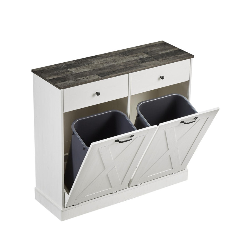 Poubelle 20 gallons, Blanc / Gris