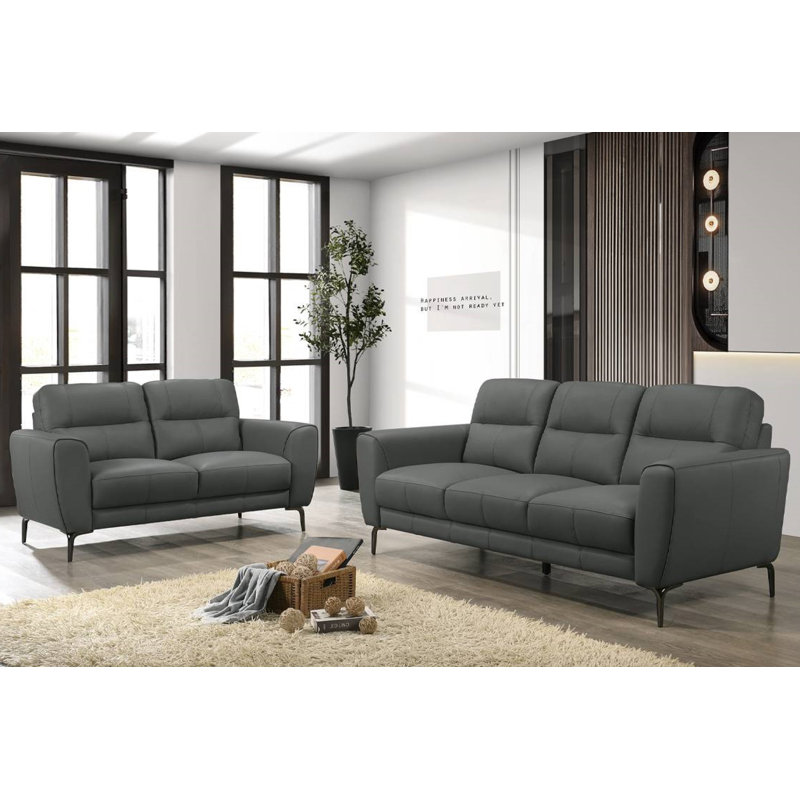 Gianah 2 - Piece Leather Sofa Set, Anthracite