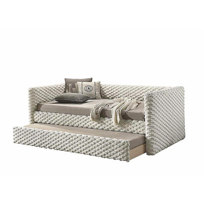 Lit de jour simple de style transitionnel 1pc avec pieds en plastique gigogne et finition blanche pour salon principal