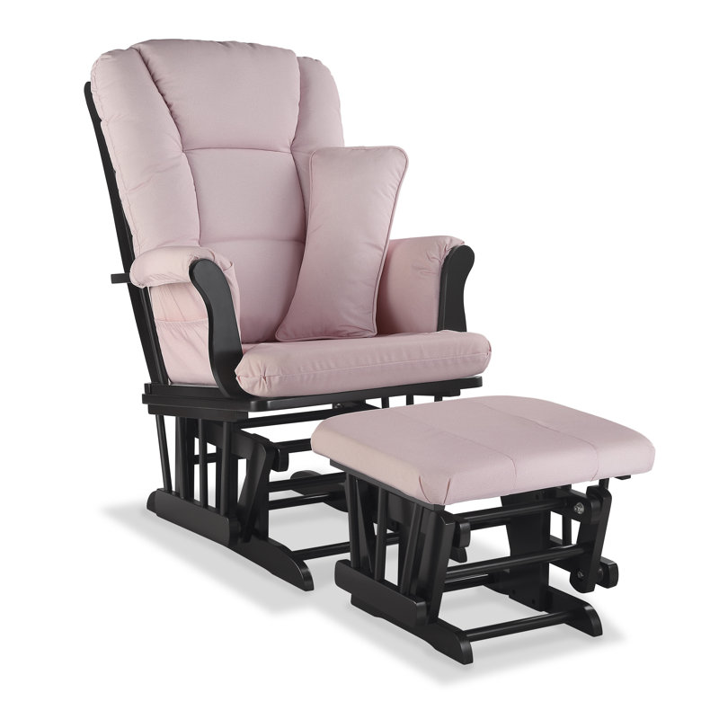 Tuscany Rocking Chair Glider with Ottoman, Black, Pink Blush Swirl