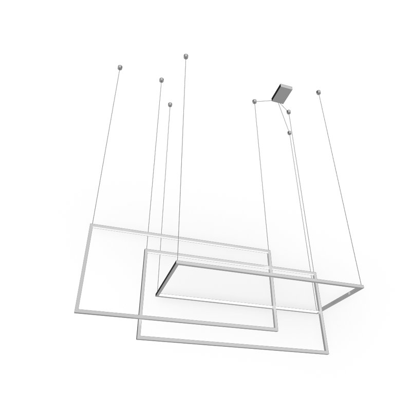 3 - Light LED Square/Rectangle Pendant, White