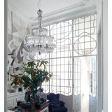 Novecento Suspension G Crystal Striped Glass Glossy Chrome E12 Ul