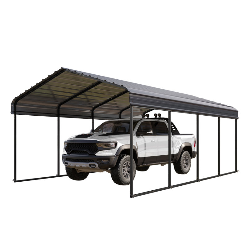 Abri d'auto robuste 12 po x 20 pi avec parois latérales amovibles, toit en acier galvanisé