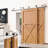 Brushed Nickel Top Mount T-Shape Design Double Track Bypass Two Door Barn Door Hardware Kit (Door Not Included)-45200158