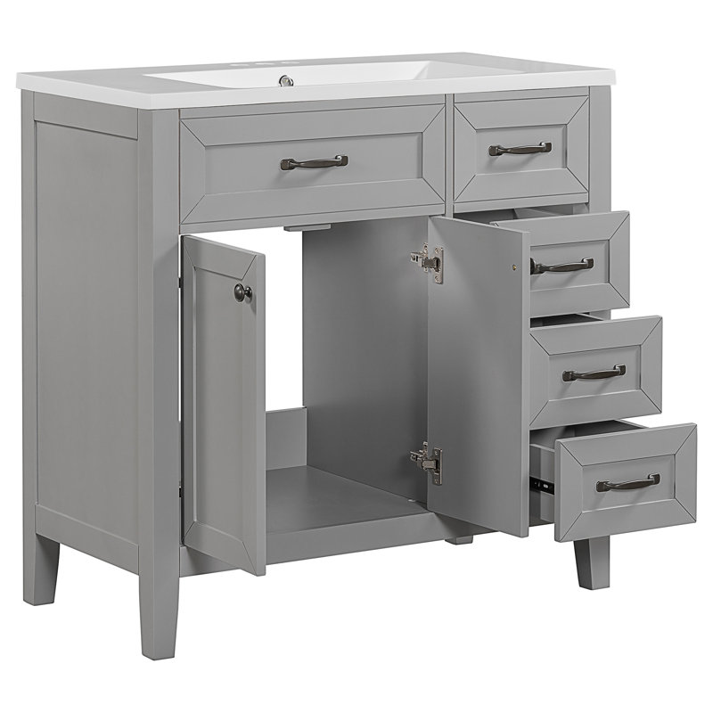 Meuble-lavabo simple avec plateau 35,98 po Daryla, Gris