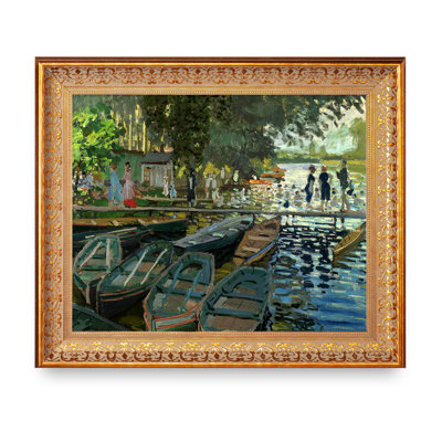 «Bathers at La Grenouillère» par Claude Monet, Reproduction d'art classique du monde pour HomeDecor, cadre doré à motif rétro