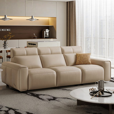White Genuine Leather Modular Sofa cushion Fourseat