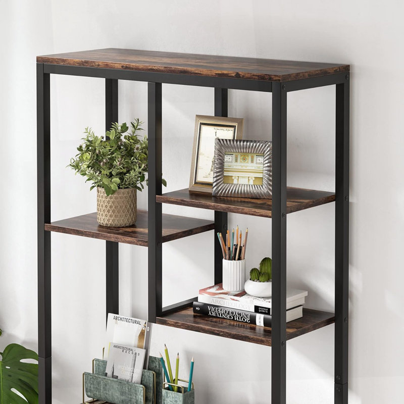 6-Tier Rustic Brown Industrial 8-Shelf Etagere Bookcase Storage