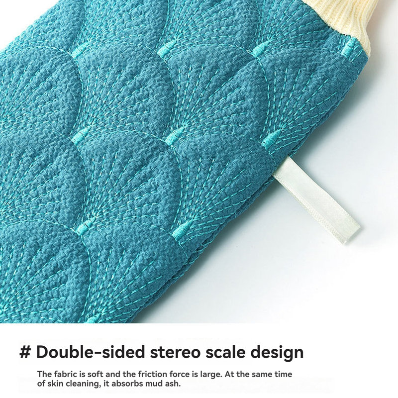 Ensemble de 3 serviettes de bain exfoliantes, Bleu