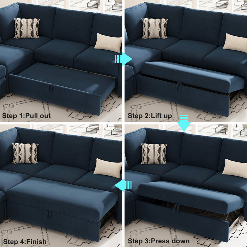 Canapé modulaire coulissant en mousse à mémoire de forme à 2 sièges Rafael pour salon, Velours bleu