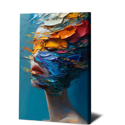 1 PC Mur Art Affiches Encadrée, Abstrait Visage Peinture À L'huile Toile Art Moderne Contemporain Coloré Portrait Décor À La Maison pour le Salon Chambre Bureau Esthétique Œuvre Unique Creative Design