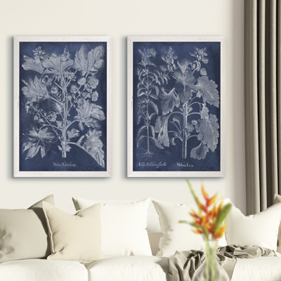 " Besler Leaves In Indigo I " 2 - Pieces