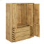 Armoire penderie 4 portes avec 3 tiroirs, naturel