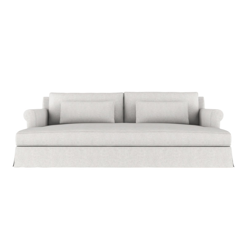 Ludlow Rolled-Arm Skirted Daybed, Weathered, Vintage Leather Alabaster