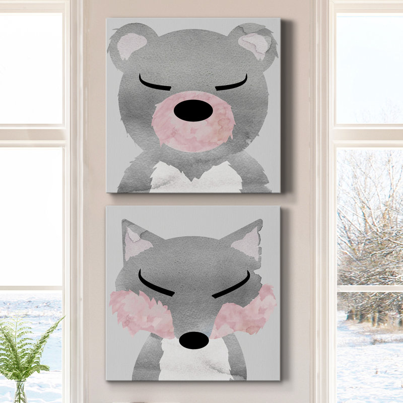 " Bear " 2 - Pieces, 32" H x 64" W x 1" D, Wrapped Canvas