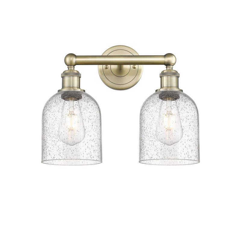Edison Allysson 2 Light 15" Bath Vanity Light, Antique Brass, Seedy