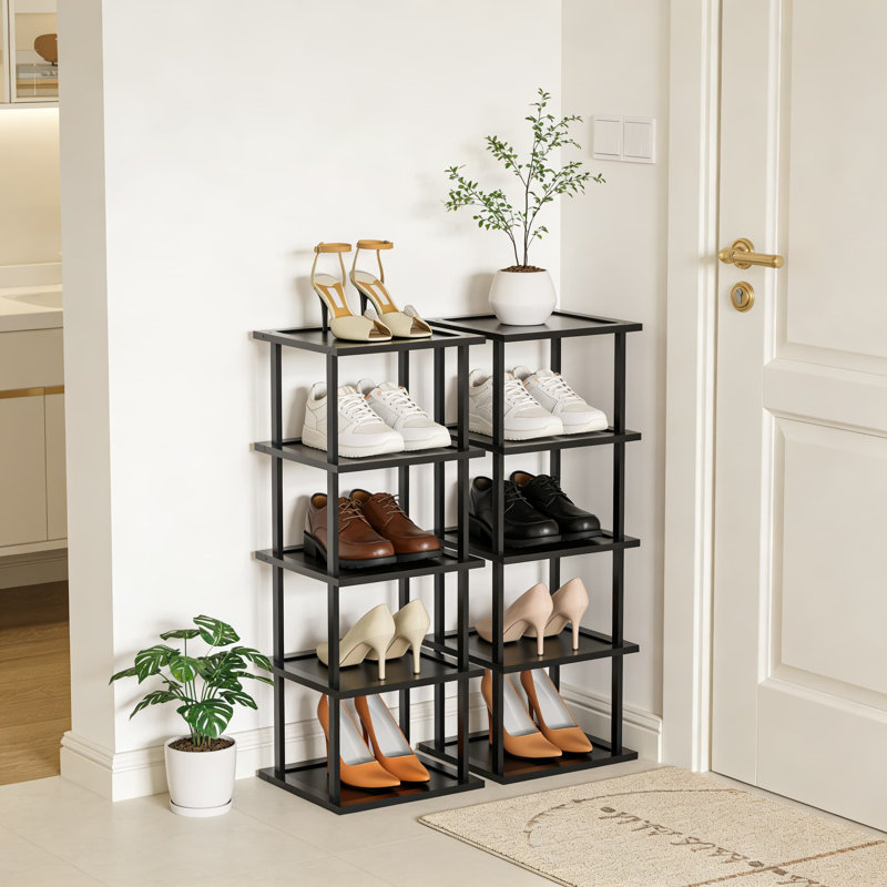 Grand range-chaussures de coin, support de rangement en bambou empilable à 12 niveaux pour vestibule, placard, salon et petits espaces