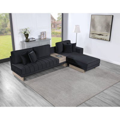 Canapé modulaire de luxe avec velours, rangement et prises de recharge