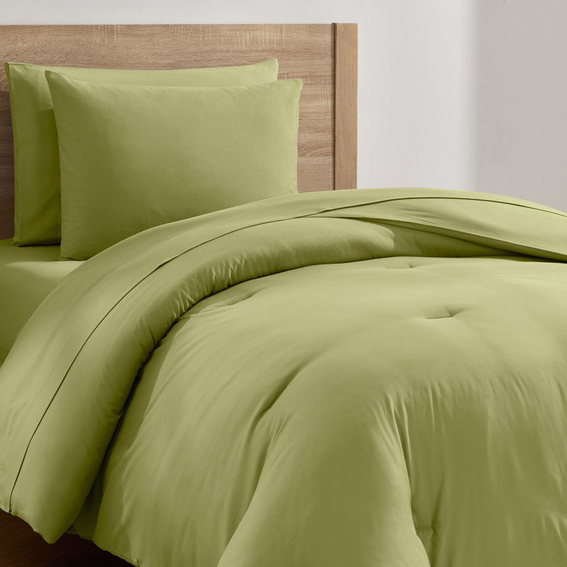 Soft Microfiber 5 Piece Comforter Set with Sheets, Twin Comforter + 4 Additional Pieces, Olive Green