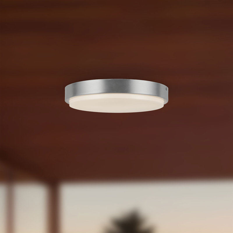 Bailey 11-in Black dimmable LED Outdoor Ceiling Light, Brushed Nickel, Brushed Nickel